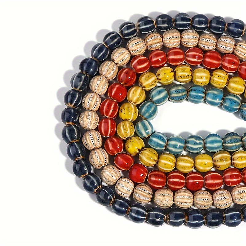 Colorful Ceramic Pumpkin Beads for DIY Jewelry Making Kit
